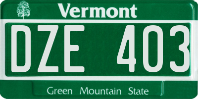 VT license plate DZE403