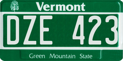 VT license plate DZE423