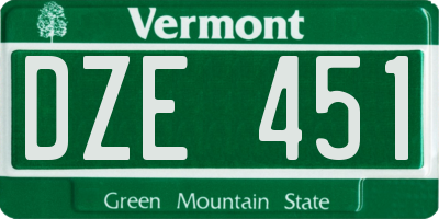 VT license plate DZE451