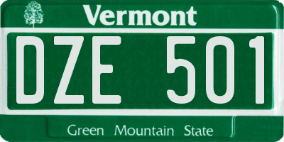 VT license plate DZE501