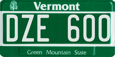 VT license plate DZE600