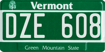 VT license plate DZE608