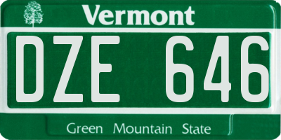 VT license plate DZE646