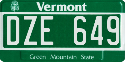 VT license plate DZE649