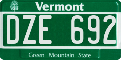 VT license plate DZE692