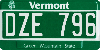 VT license plate DZE796