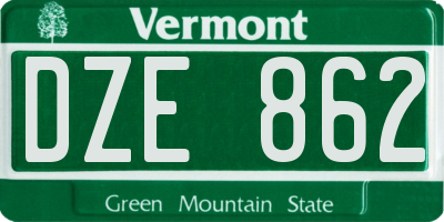 VT license plate DZE862