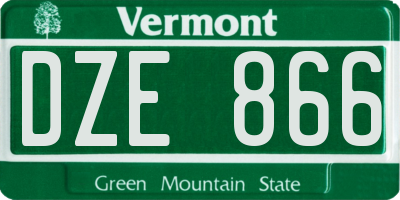 VT license plate DZE866