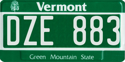 VT license plate DZE883