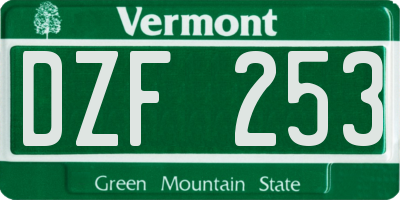 VT license plate DZF253