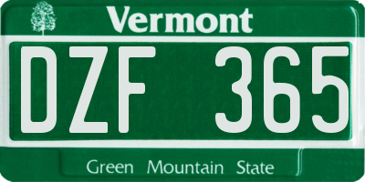 VT license plate DZF365