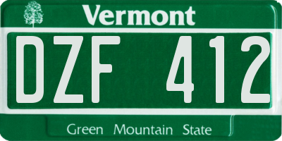 VT license plate DZF412