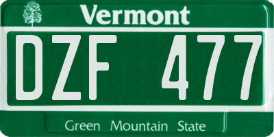 VT license plate DZF477