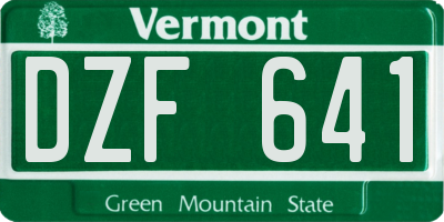 VT license plate DZF641