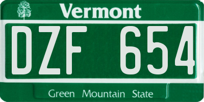 VT license plate DZF654