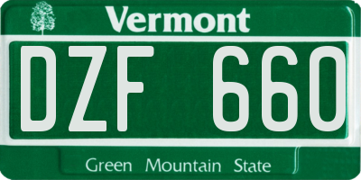 VT license plate DZF660