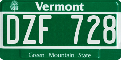 VT license plate DZF728