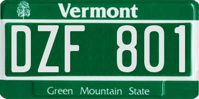 VT license plate DZF801