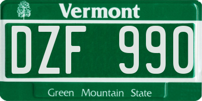 VT license plate DZF990