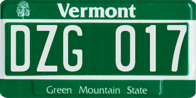 VT license plate DZG017