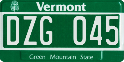 VT license plate DZG045