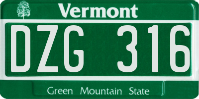 VT license plate DZG316