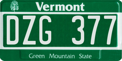 VT license plate DZG377