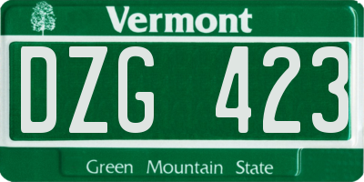 VT license plate DZG423