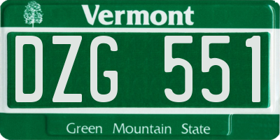 VT license plate DZG551
