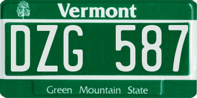 VT license plate DZG587