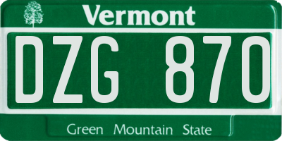VT license plate DZG870