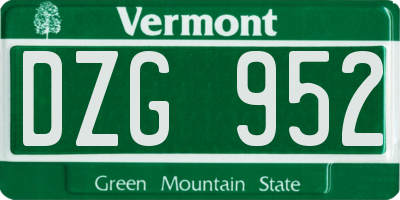 VT license plate DZG952