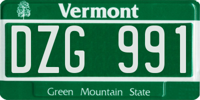 VT license plate DZG991