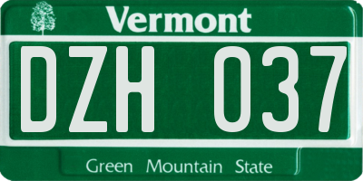 VT license plate DZH037