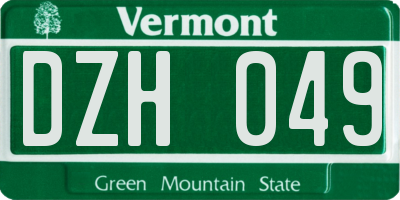 VT license plate DZH049