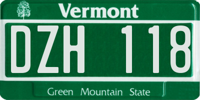 VT license plate DZH118