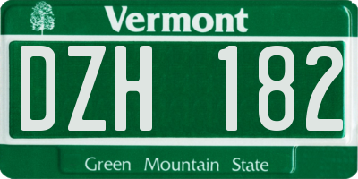 VT license plate DZH182