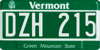 VT license plate DZH215