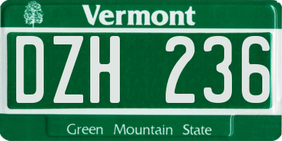 VT license plate DZH236