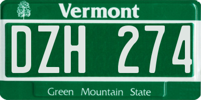 VT license plate DZH274