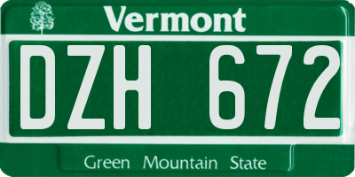 VT license plate DZH672