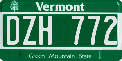 VT license plate DZH772