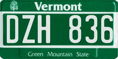 VT license plate DZH836