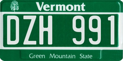 VT license plate DZH991