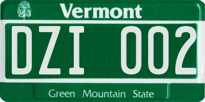 VT license plate DZI002