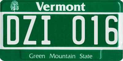VT license plate DZI016
