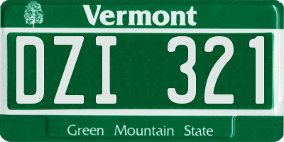 VT license plate DZI321