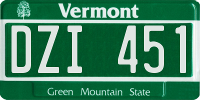 VT license plate DZI451