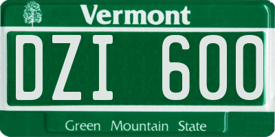 VT license plate DZI600