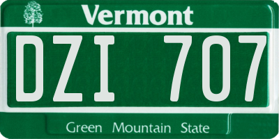VT license plate DZI707